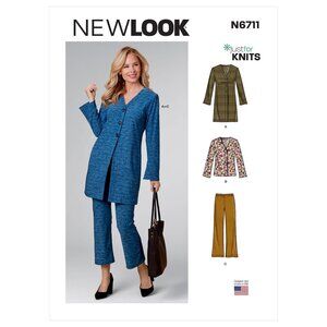 New Look N6711 Womens Knitwear Sewing Pattern Cardigan Pants Set Sizes 8-20